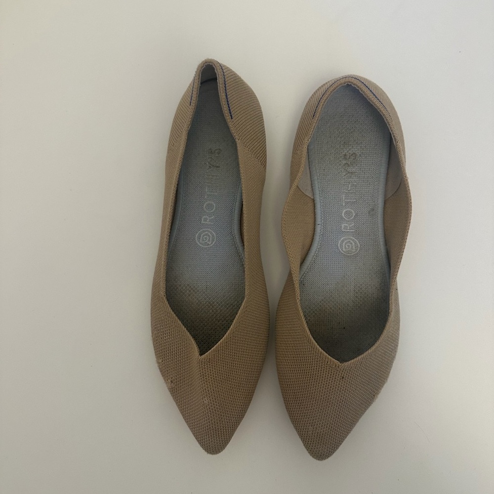 Rothy's Merino Wool The Point Flat in Tan